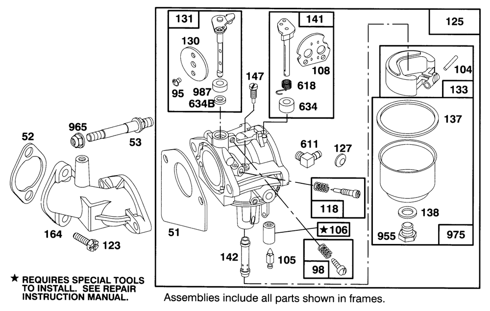 Engine Briggs & Stratton Model 282707-0119-01 Diagram and Parts List for 71200 5900001 - 5910000 Toro Lawn Tractor