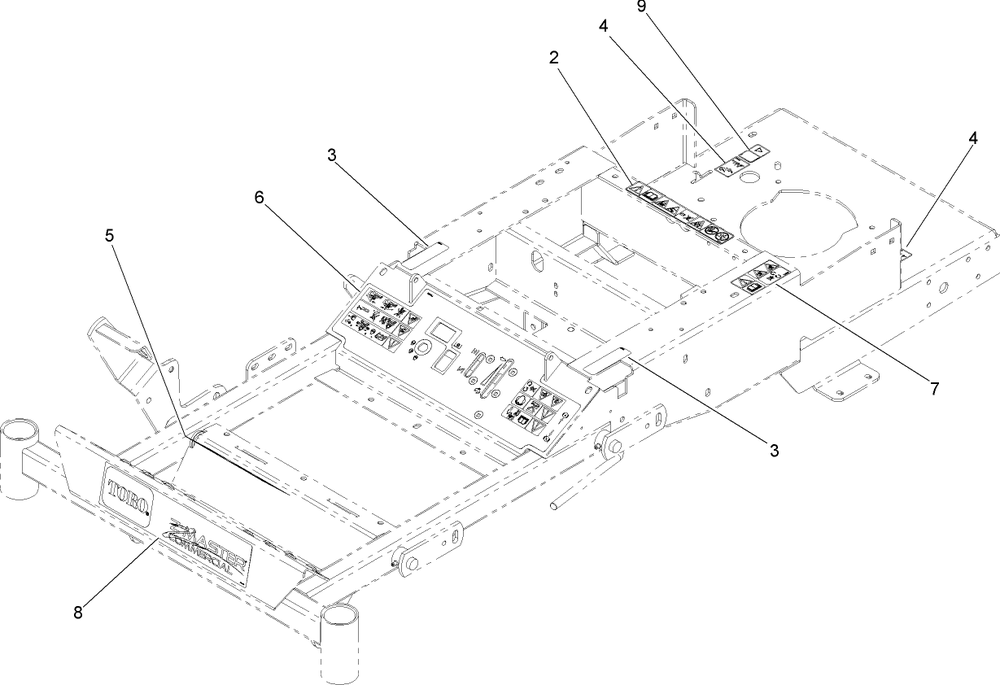 Frame Assembly 1 Diagram and Parts List for 74409TE (280000001-280999999)(2008) Toro Lawn Mower