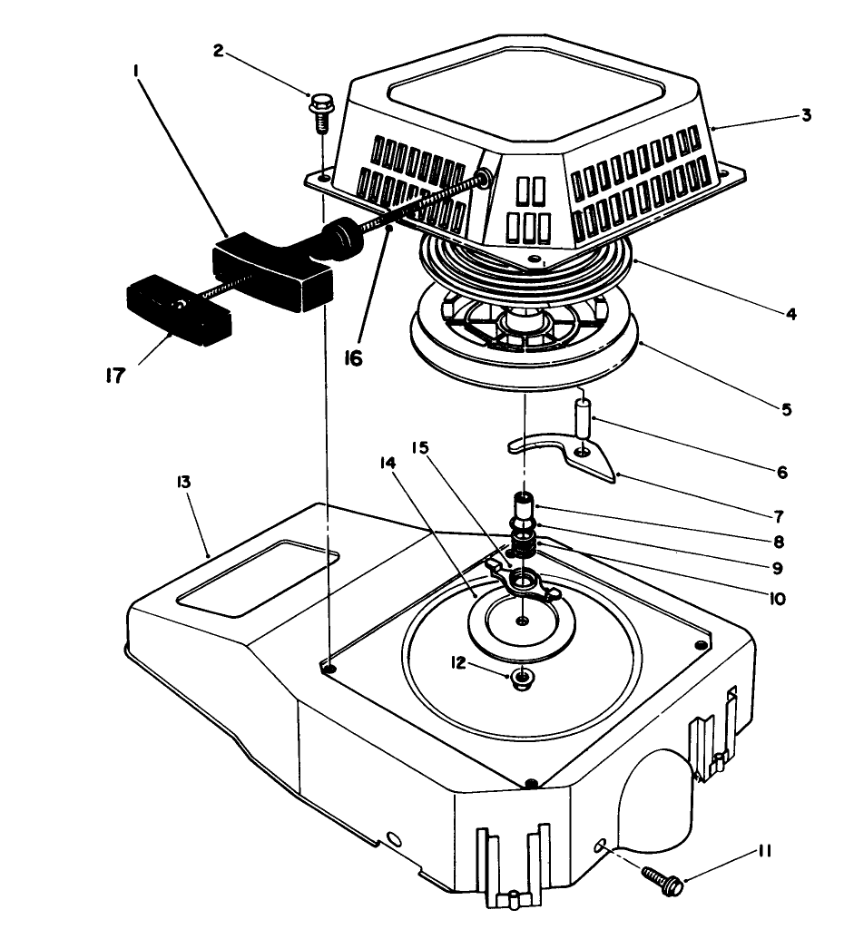 Recoil Assembly (Engine No. Vmm1-5) Diagram and Parts List for 26625B 2000001 - 2999999 Toro Lawn Mower
