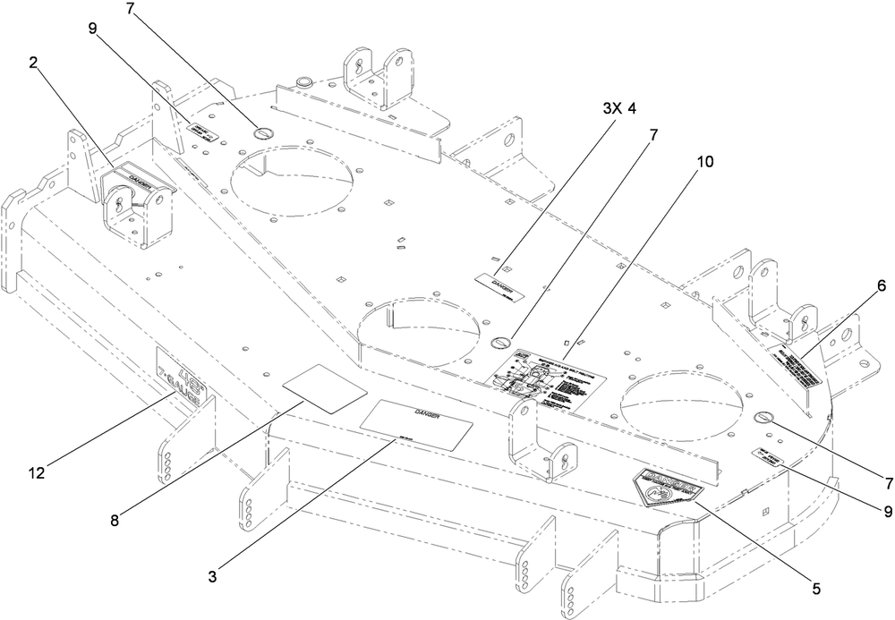 Deck Decal Assembly Diagram and Parts List for 74448 (290000001-290999999)(2009) Toro Lawn Mower