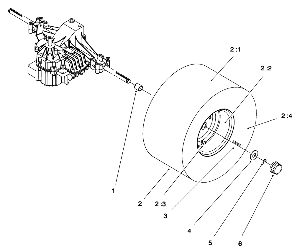 Rear Axle Assembly Diagram and Parts List for 71192 5900001 - 5999999 Toro Lawn Tractor