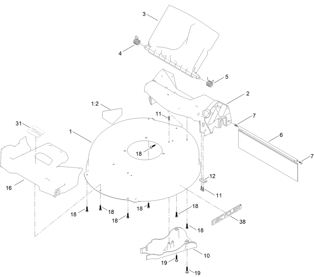 Housing Assembly Diagram and Parts List for 21326T 400000000 - 999999999 Toro Lawn Mower
