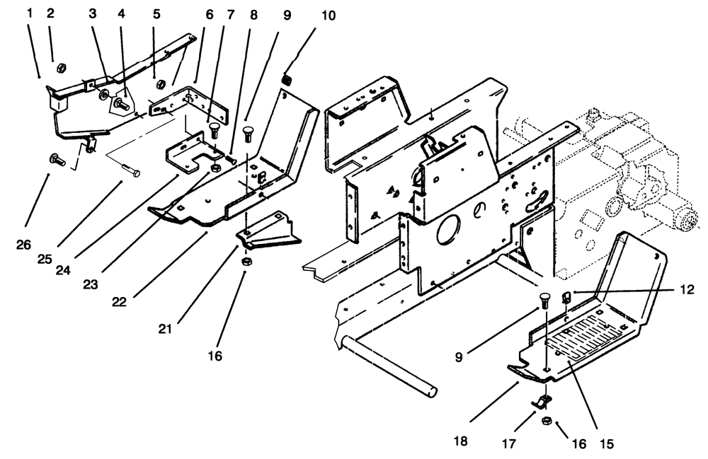 Belt Guard & Footrests Diagram and Parts List for 73440 5900223 - 5999999 Toro Lawn Tractor