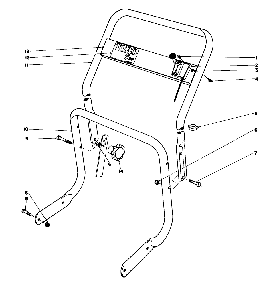 Handle Assembly Diagram and Parts List for 62933 7000001 - 7999999 Toro Leaf Blower / Vacuum