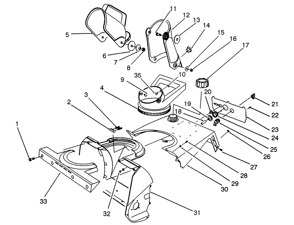 Chute Assembly Diagram and Parts List for 38175 3900001 - 3999999 Toro Snow Blower