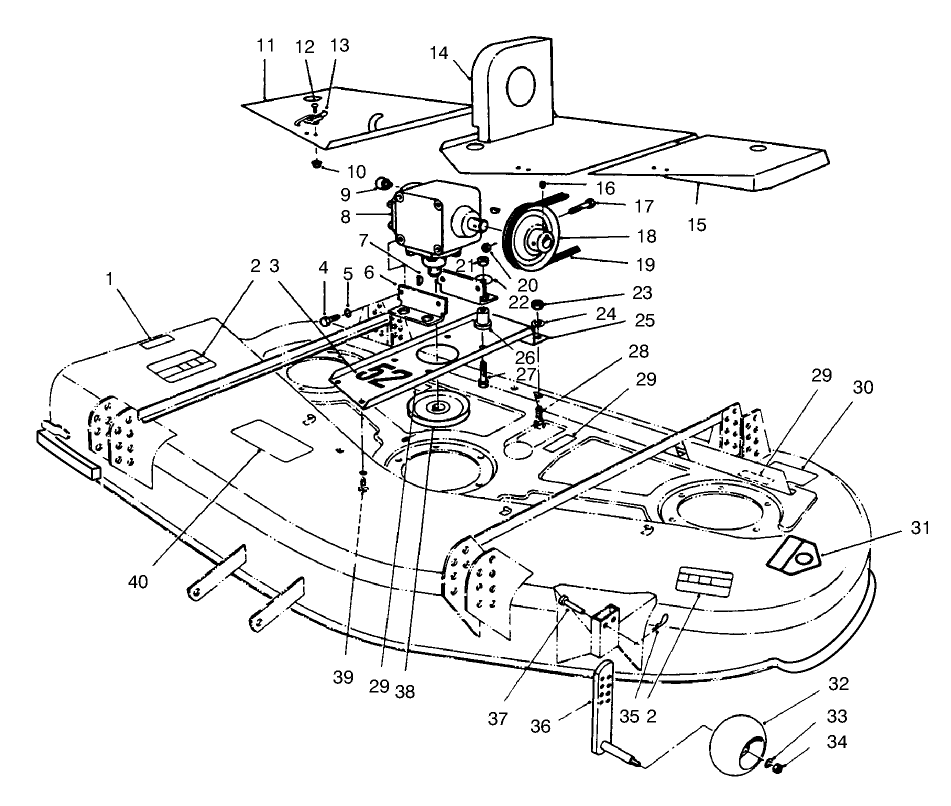 Deck, Covers, Gear Box, Gage & Wheel Diagram and Parts List for 30753 890001 - 899999 Toro Lawn Mower