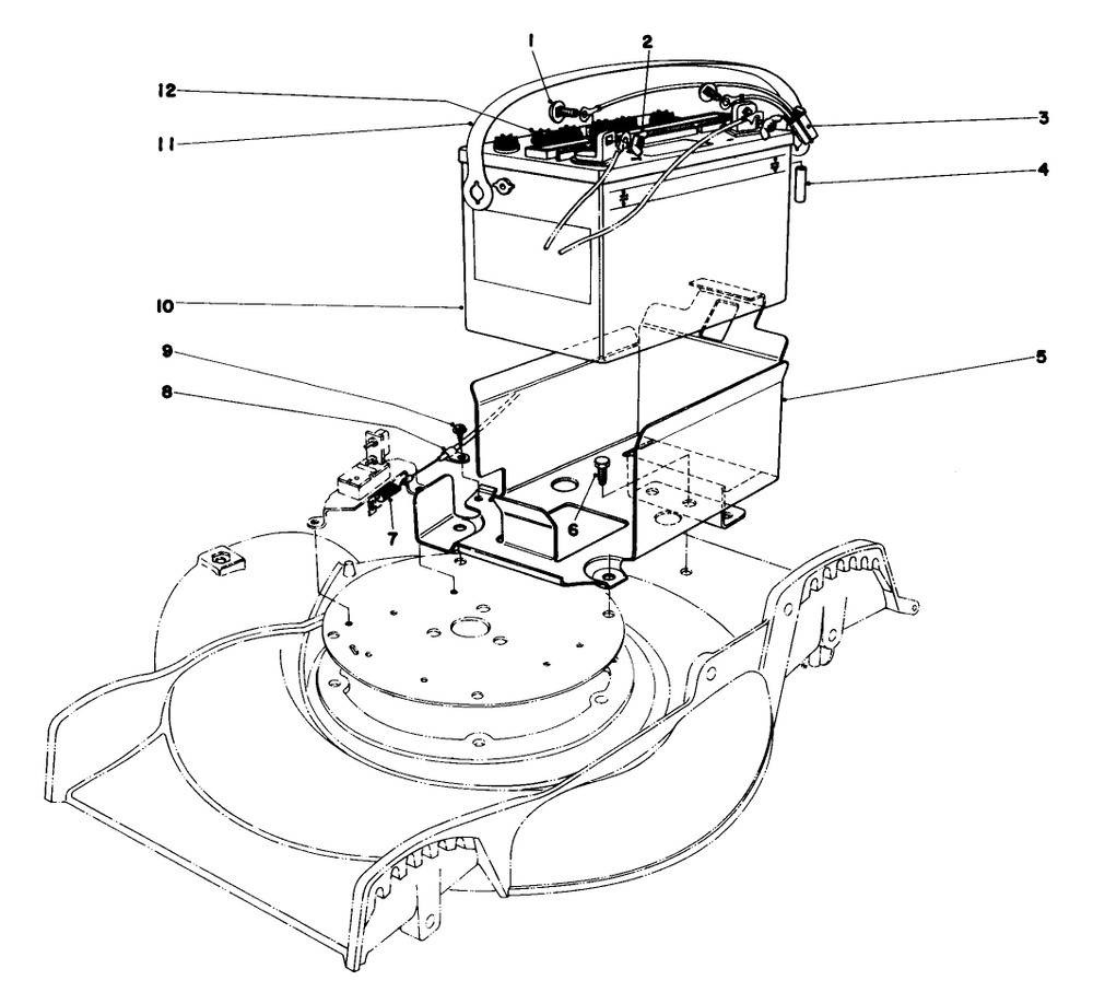 Battery Assembly Diagram and Parts List for 17046 9000001 - 9999999 Toro Lawn Mower