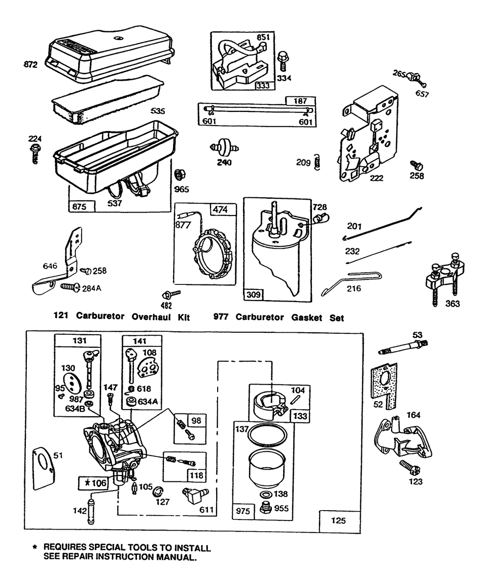 Briggs & Stratton Model No. 257707-0124-01 Diagram and Parts List for 70140 3900001 - 3999999 Toro Lawn Tractor