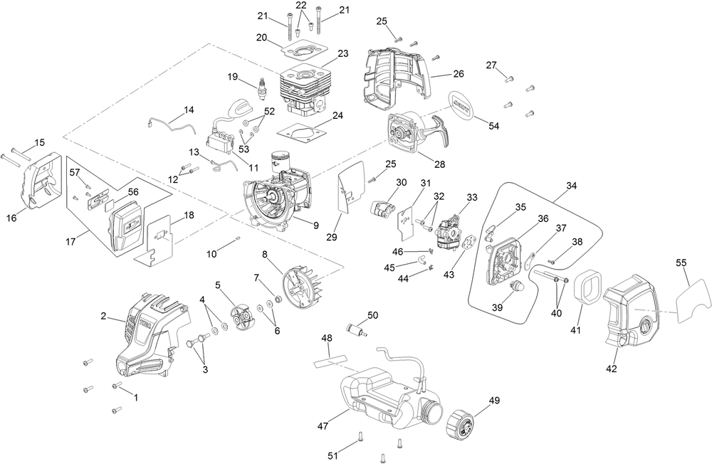 Powerhead Assembly No. 308466018 Diagram and Parts List for 51998 316000001 - 316999999 Toro Trimmer