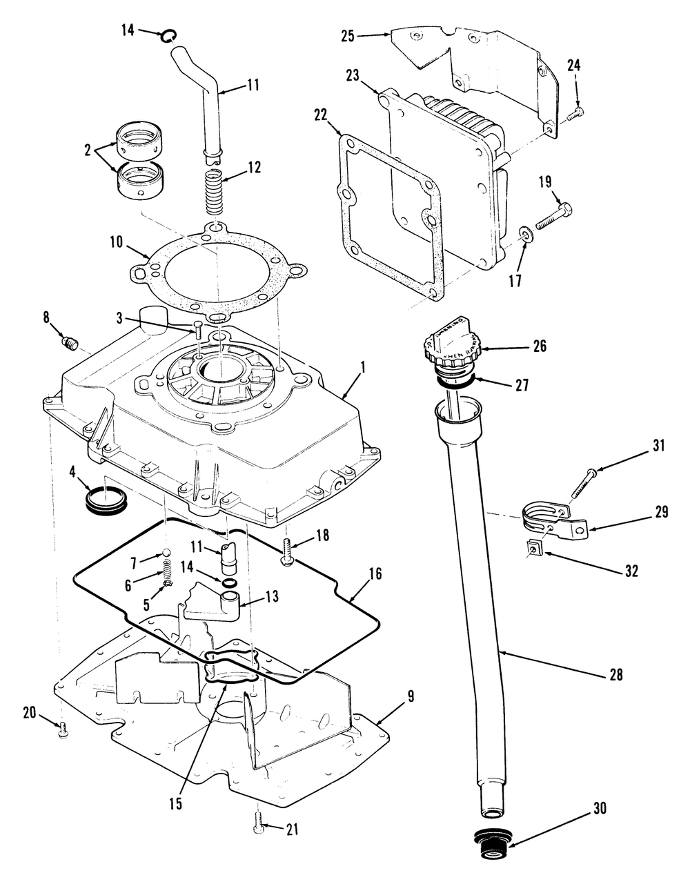 Section 9-Oil Base And Fill Tube Diagram and Parts List for Y1-16OE01  Toro Lawn Tractor
