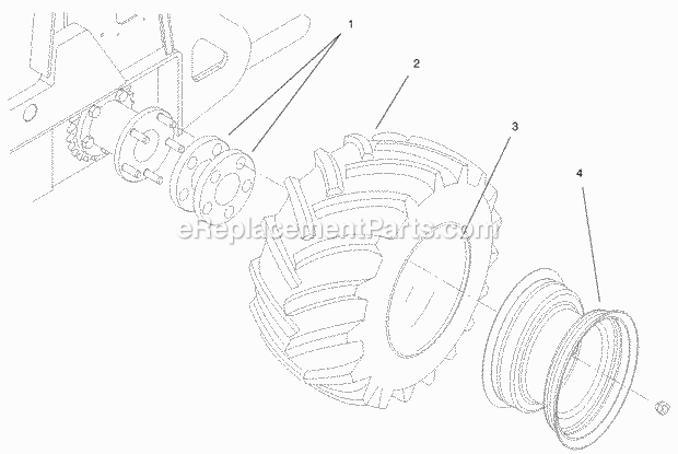 Wheel Assembly Diagram and Parts List for 22461  Toro Lawn Tractor Accessories