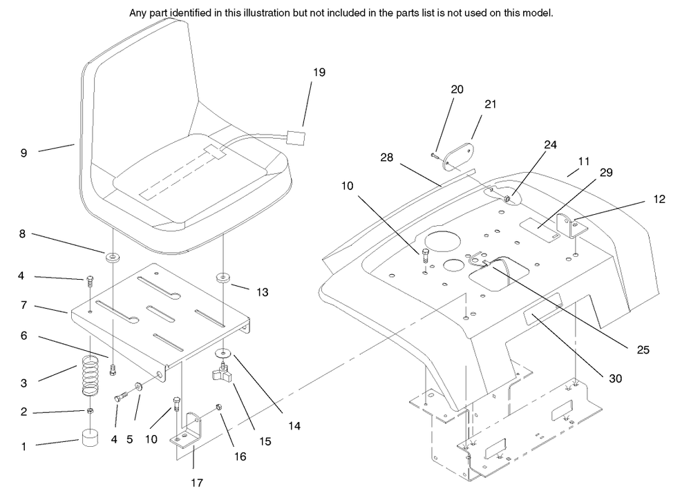 Fender, Seat & Reflectors Diagram and Parts List for 73428 8900001 - 8900499 Toro Lawn Tractor