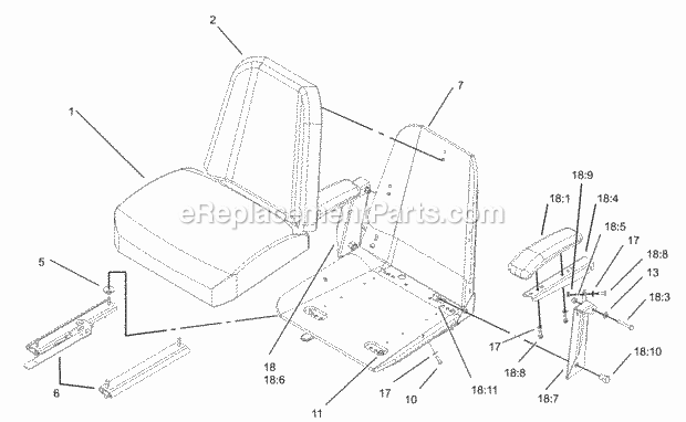 Seat Assembly No. 1-633705 Diagram and Parts List for 74179 230006001-230007000 Toro Lawn Mower