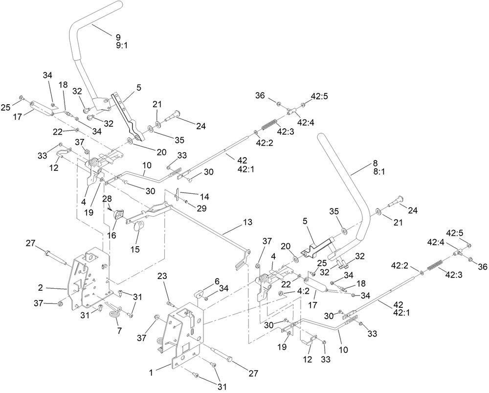Motion Control Assembly Diagram and Parts List for 74692 400000000 - 999999999 Toro Lawn Tractor
