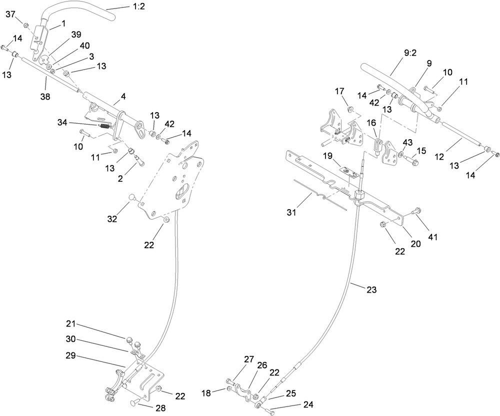 Motion Control Assembly Diagram and Parts List for 74534TE (310000001-310999999)(2010) Toro Lawn Mower