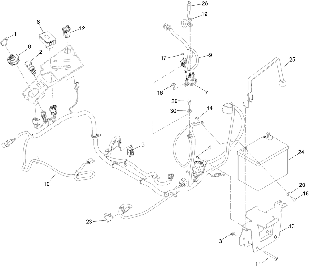 Electrical Assembly Diagram and Parts List for 74451 402100000-403350823 Toro Lawn Tractor