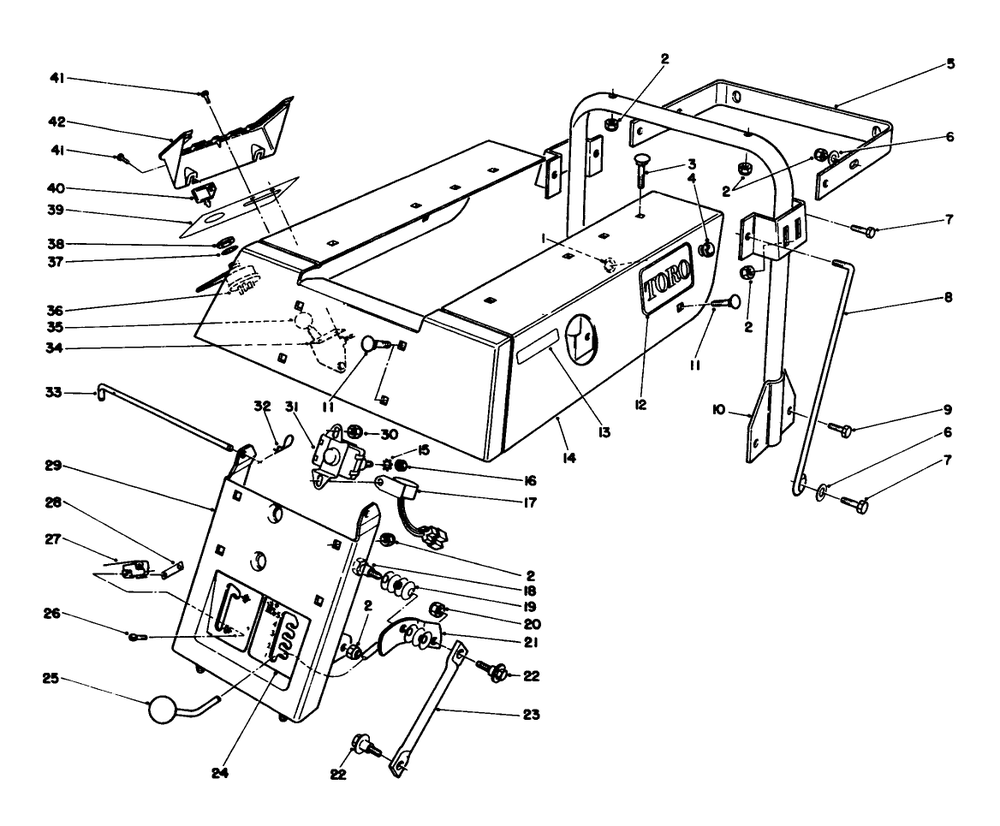 Rear Body Assembiy Diagram and Parts List for 56123 9000001 - 9999999 Toro Lawn Tractor