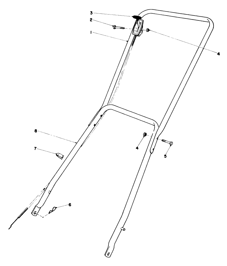 Handle Assembly Diagram and Parts List for 23022 3000001 - 3999999 Toro Lawn Mower