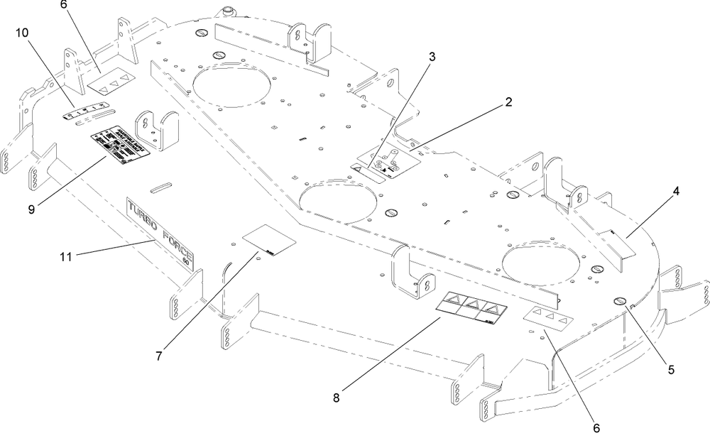 Deck Assembly 1 Diagram and Parts List for 74265TE (260000001-260999999)(2006) Toro Lawn Mower