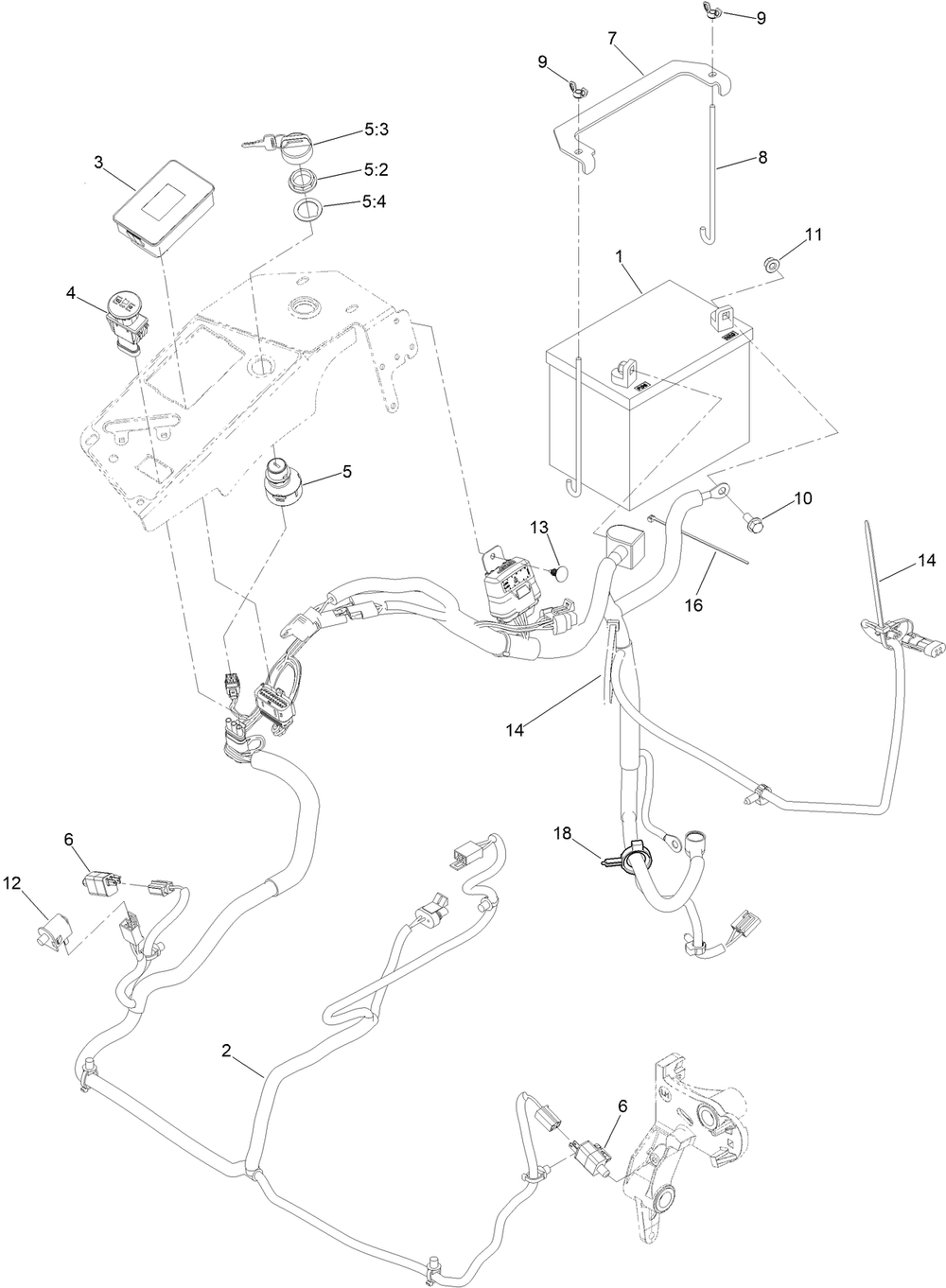 Electrical Assembly Diagram and Parts List for 72951 414086163 - 999999999 Toro Lawn Tractor