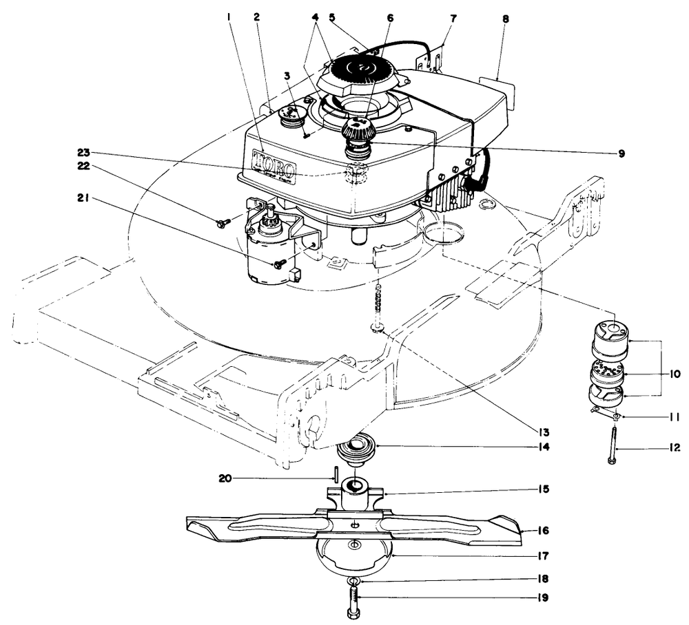 Engine Assembly (Model No. 20673) Diagram and Parts List for 20562 7000001 - 7999999 Toro Lawn Mower
