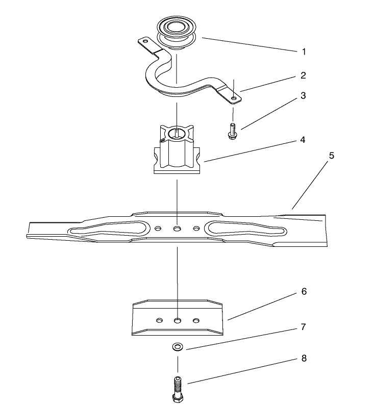 Blade Assembly Diagram and Parts List for 20809 7900001 - 7999999 Toro Lawn Mower