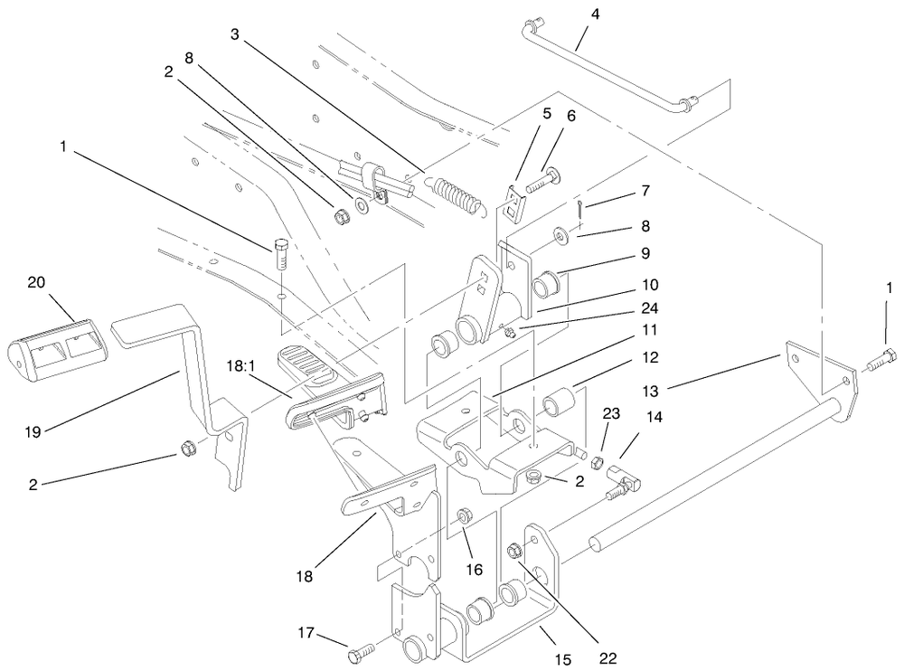 Hydro Controls Assembly Diagram and Parts List for 73560 8900001 - 8999999 Toro Lawn Tractor