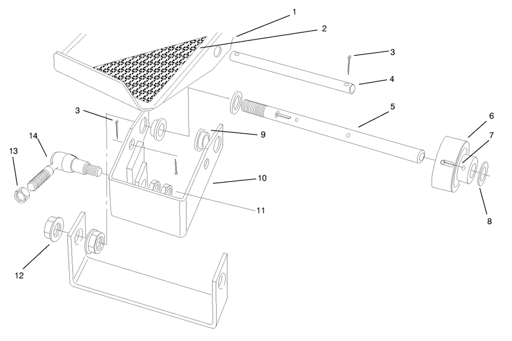 Traction Pedal Assembly Diagram and Parts List for 30620 790001 - 799999 Toro Lawn Tractor