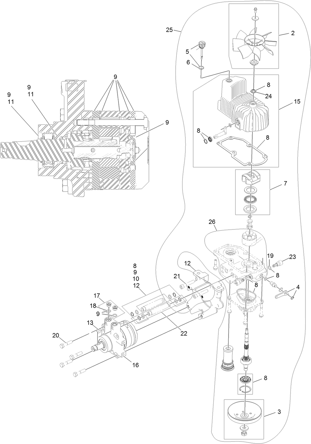 Lh Hydro Assembly No. 135-7905 Diagram and Parts List for 72942TE 411000000 - 413999999 Toro Lawn Tractor