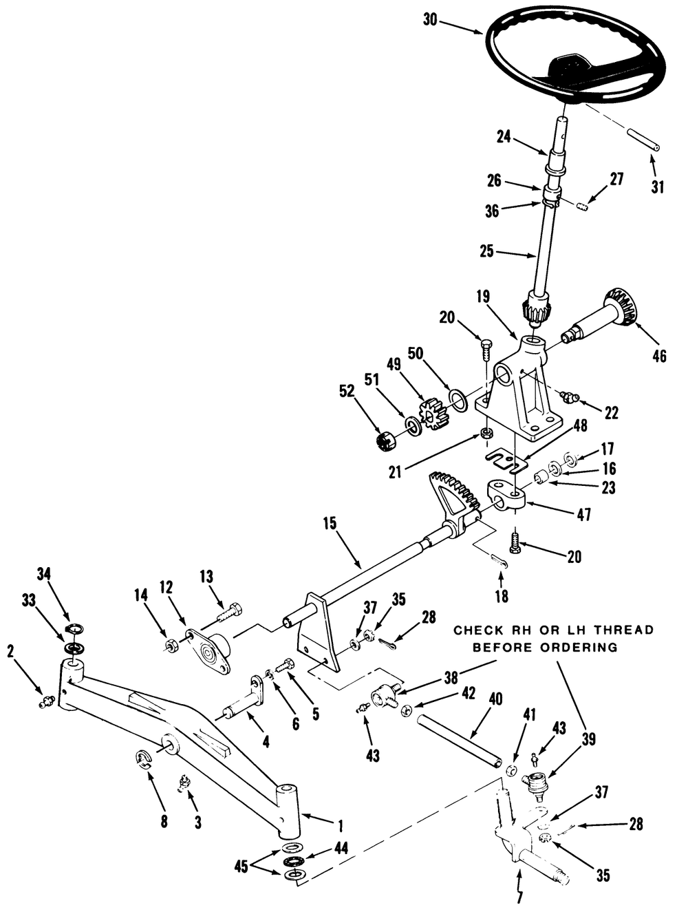 Front Axle And Steering Diagram and Parts List for 41-20OE02 1000001 - 1999999 Toro Lawn Tractor