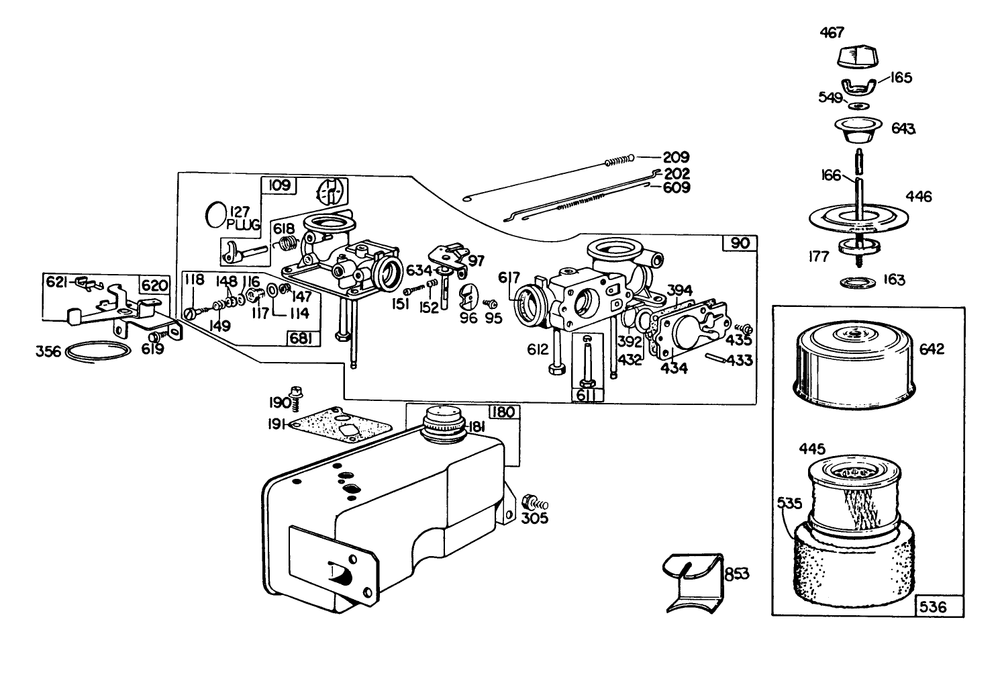 Engine Briggs & Stratton Model 130902-0543-01 Diagram and Parts List for 23158 2000001 - 2999999 Toro Lawn Mower