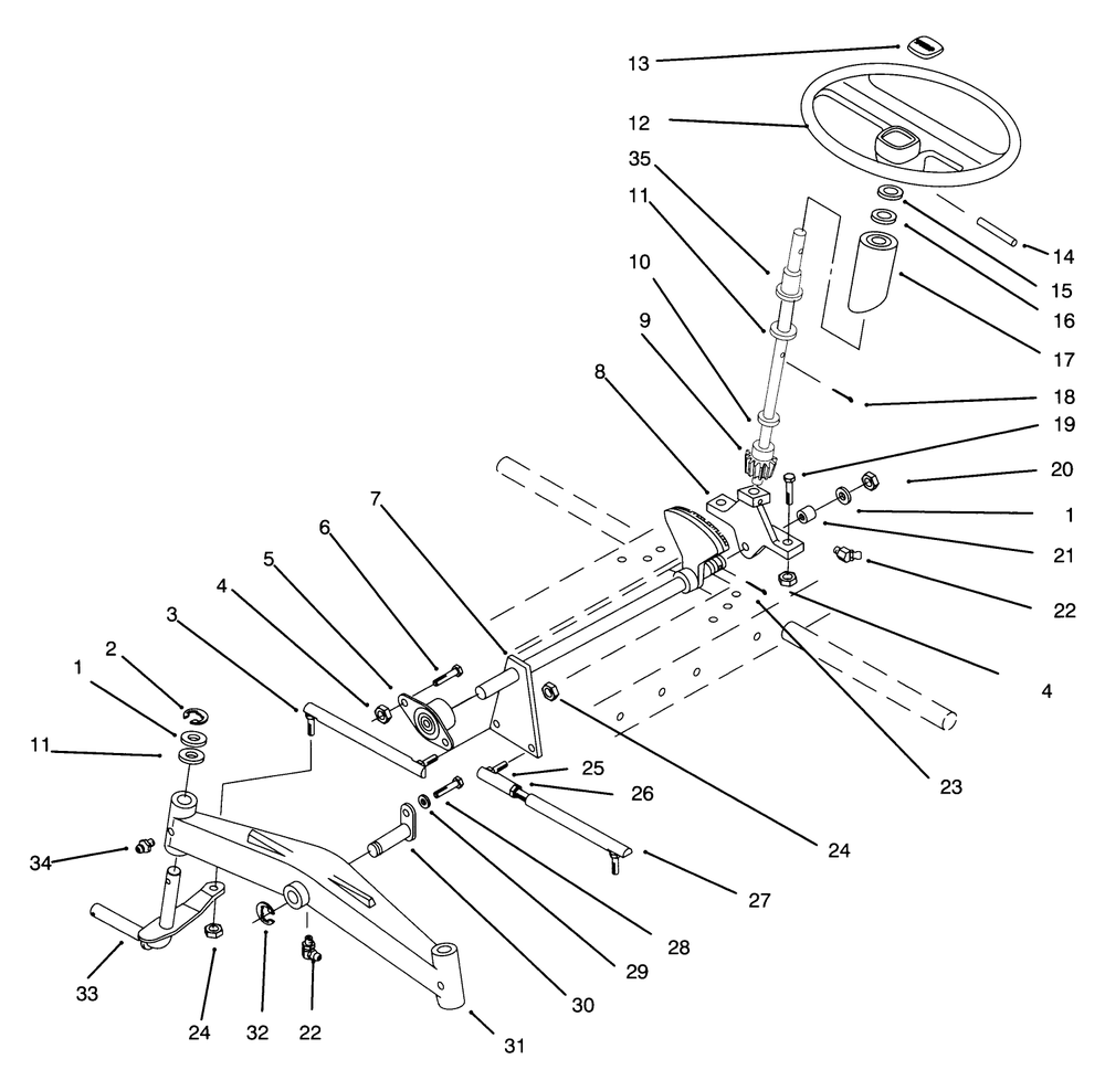 Front Axle And Steering Diagram and Parts List for 73401 4900001 - 4999999 Toro Lawn Tractor