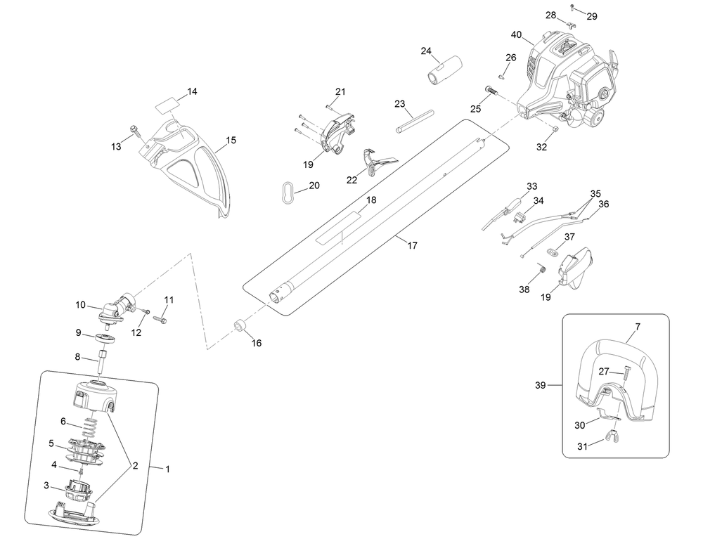 18in Straight Shaft Gas Trimmer Assembly Diagram and Parts List for 51998 317000001 - 317999999 Toro Trimmer
