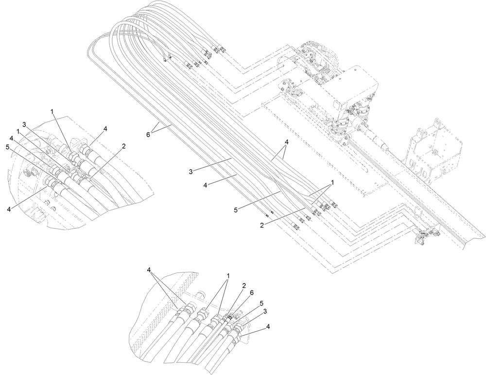 Thrust Frame Hydraulic Hose Assembly No. 6 Diagram and Parts List for 23898 400000000 - 999999999 Toro Lawn Tractor Accessories
