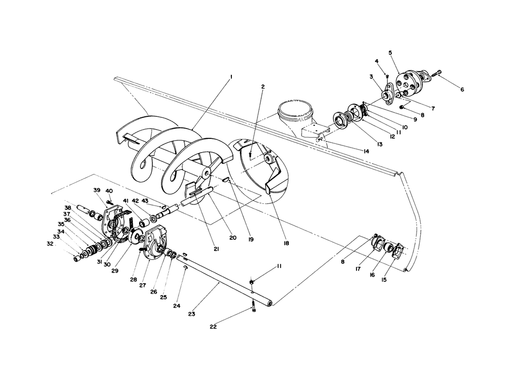Auger & Gear Box Assembly Diagram and Parts List for 30761 800001 - 899999 Toro Snow Blower