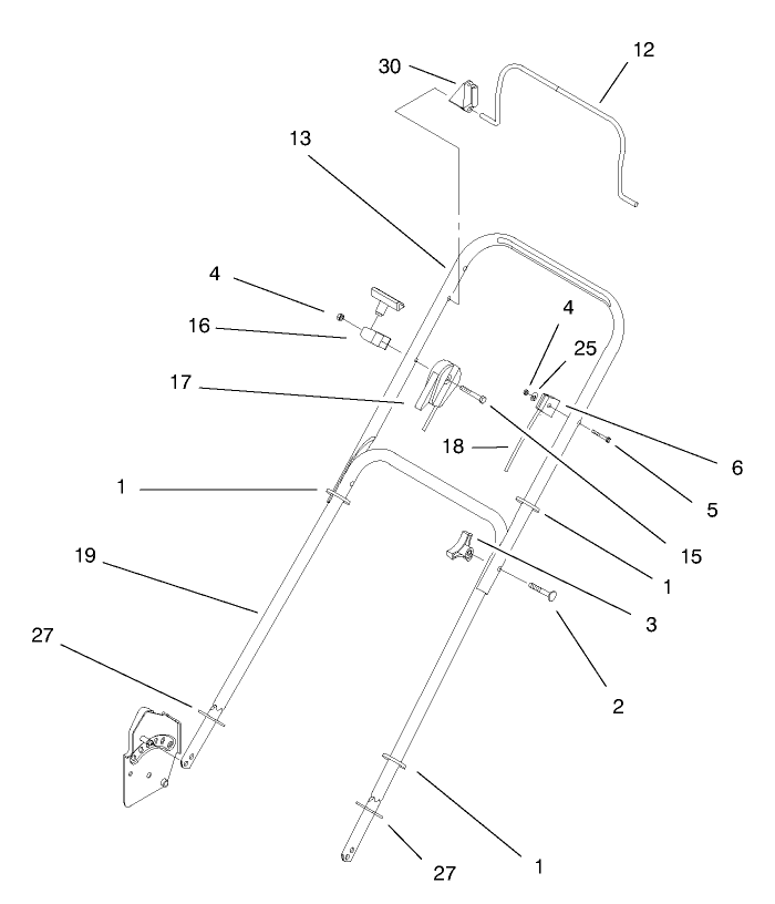 Handle Assembly Diagram and Parts List for 20713 8900001 - 8999999 Toro Lawn Mower