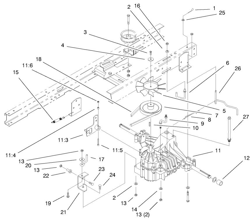 Hydro Transaxle Assembly Diagram and Parts List for 71240 9900001 - 9999999 Toro Lawn Tractor