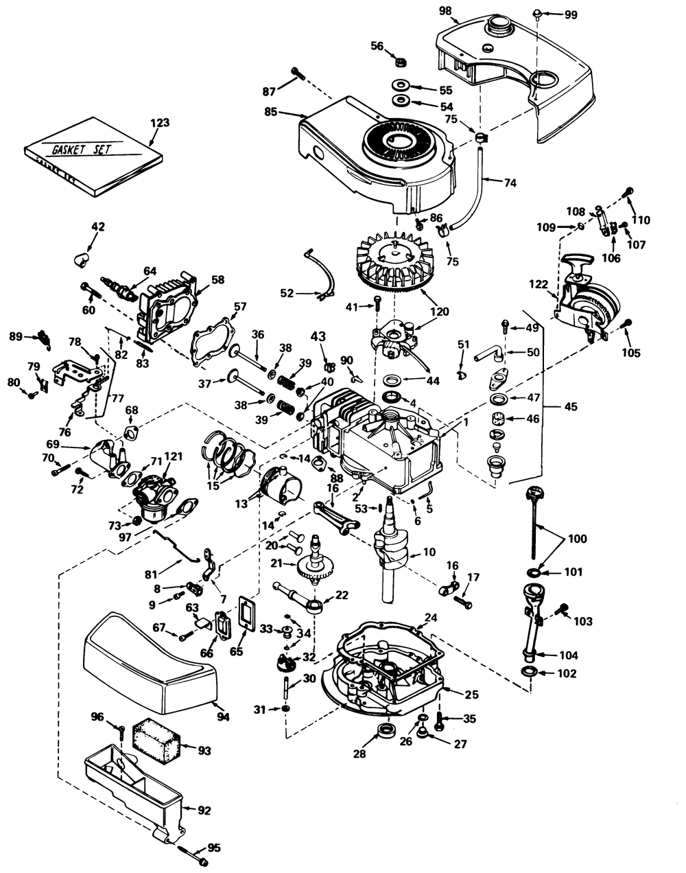 Engine Tecumseh Model No. Tnt 100-10055b (Mower Model No. 21658) Diagram and Parts List for 21658 8000001 - 8999999 Toro Lawn Mower