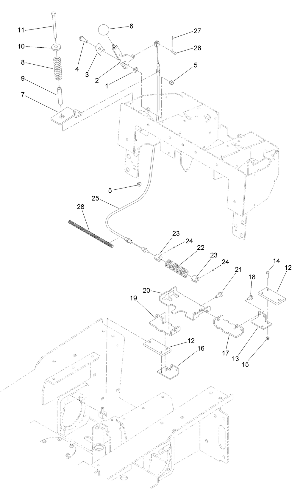 Parking Brake Assembly Diagram and Parts List for 22324 407960000 - 409359999 Toro Lawn Tractor Accessories