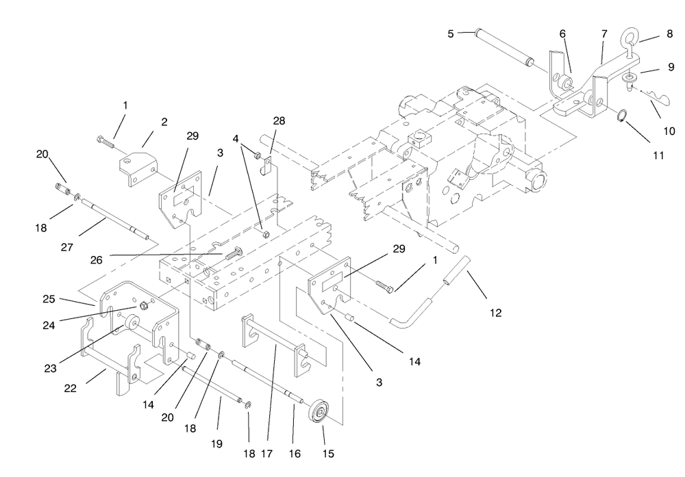 Hitch Assembly Diagram and Parts List for 73403 7900001 - 7999999 Toro Lawn Tractor