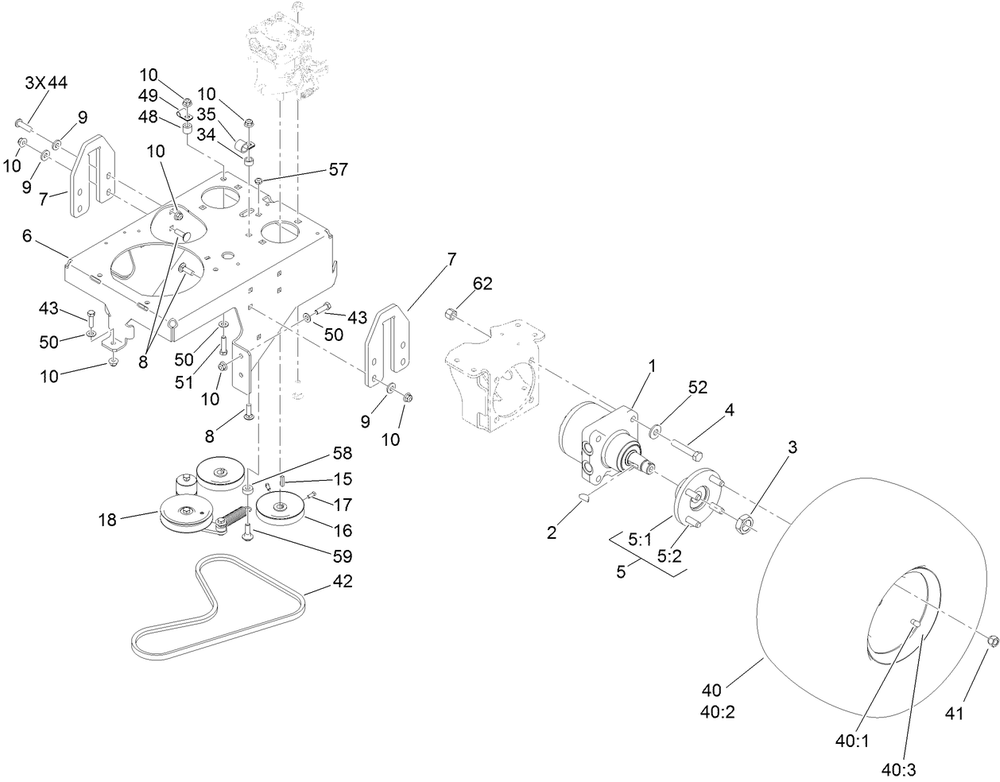Ground Drive Assembly Diagram and Parts List for 74583 (314000001-314999999)(2014) Toro Lawn Mower