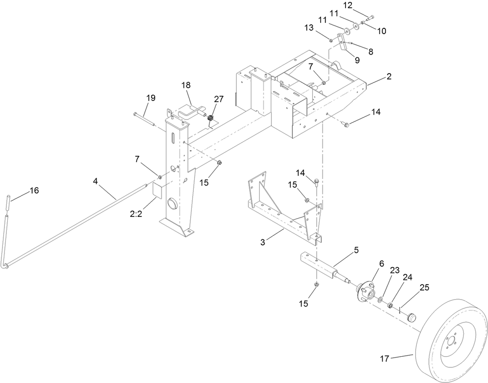 Frame And Axle Assembly Diagram and Parts List for 60212 404320000 - 999999999 Toro Cement Mixer