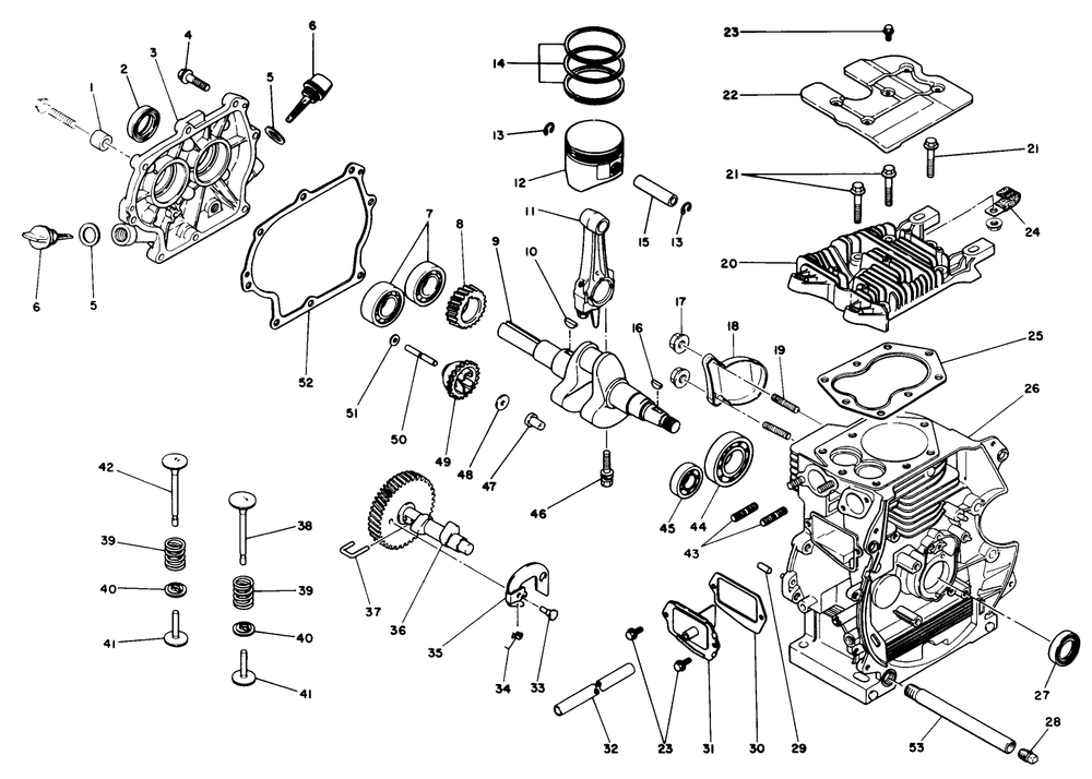 Engine No. 68-8280 Crankcase Assembly Diagram and Parts List for 38505 9000001 - 9999999 Toro Snow Blower