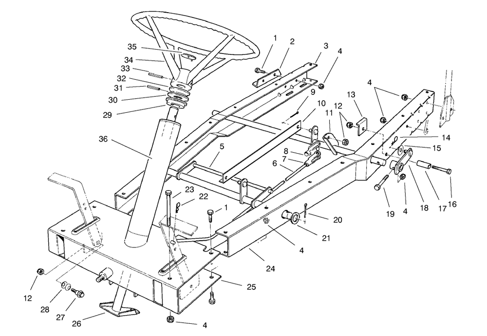 Frame Assembly Diagram and Parts List for 70041 8900001 - 8999999 Toro Lawn Tractor