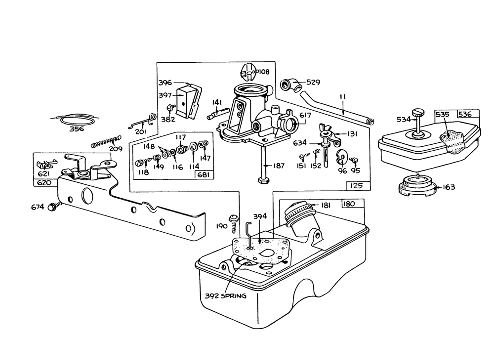 Briggs & Stratton Carburetor Assembly Model 390064 For 19" Hand Propelled Model 16035 Diagram and Parts List for 16264 7000001 - 7999999 Toro Lawn Mower