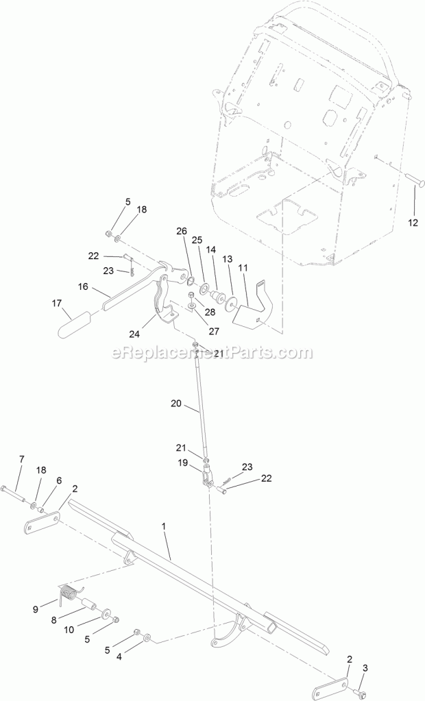 Parking Brake Assembly Diagram and Parts List for 74575 315000001-315999999 Toro Lawn Mower