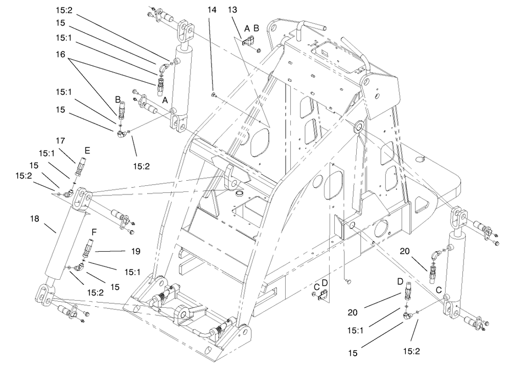 Hydraulic Cylinder Assembly Diagram and Parts List for 22304 890001 - 899999 Toro Lawn Tractor Accessories
