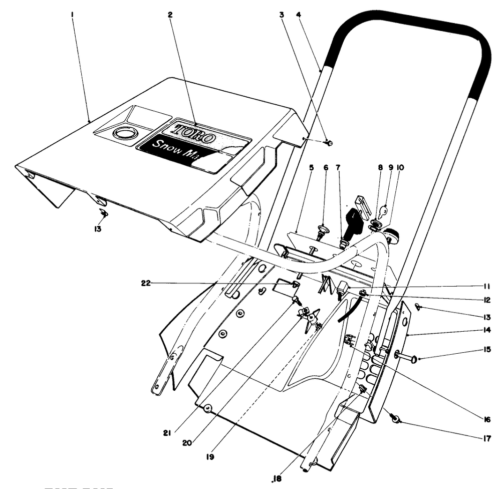 Shroud & Handle Assembly (Model 38020) Diagram and Parts List for 38020 8000001 - 8999999 Toro Snow Blower