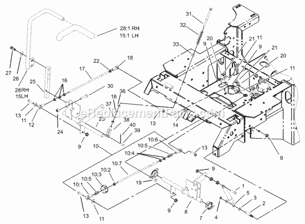 Motion Control System Assembly Diagram and Parts List for 74177 230007001-230999999 Toro Lawn Mower