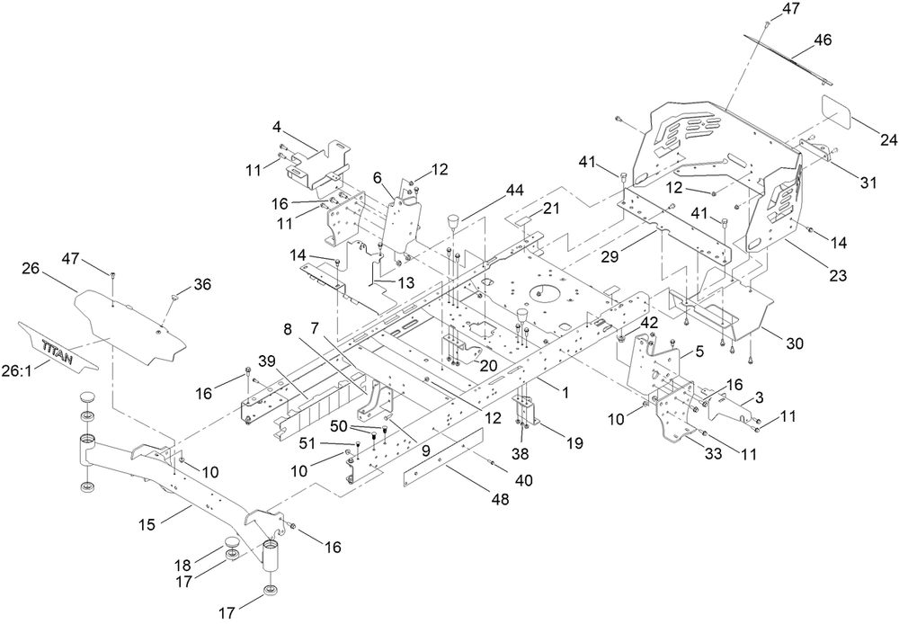 Frame Assembly Diagram and Parts List for 74898 400000000 - 411999999 Toro Lawn Tractor